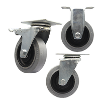 Roues pivotantes industrielles ESD en caoutchouc thermoplastique conducteur gris, largeur de roue 5 pouces, 32 mm, avec frein, pour chariot de manutention