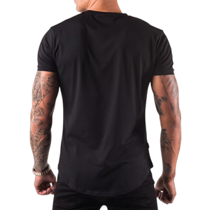 Curved Hem Crew Neck High Quality Mens Muscle Slim Fit <strong>t</strong> <strong>Shirt</strong> Sleeve Custom logo Blank <strong>T</strong>-<strong>shirts</strong> for Men 100% Cotton - Product Image 2