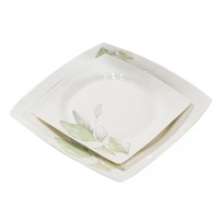 Service de table en porcelaine fine Green Leaf, nouvelle collection, vaisselle en céramique chinoise à bord doré pour une décoration de luxe, hôtels bohèmes, compatible lave-vaisselle