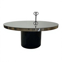 Table à manger moderne en acier inoxydable avec plateau en verre, idéale pour les mariages en hôtel, la restauration et les activités de plein air