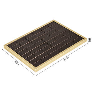 Plateau à bijoux empilable noir de luxe Plateau à bijoux en cuir PU avec logo pour boucles d'oreilles et bagues - Product Image 2