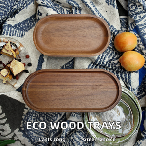 ถาดเสิร์ฟไม้ทำมือ เป็นมิตรกับสิ่งแวดล้อม ผิวเรียบ รูปทรงไม่สม่ำเสมอ สำหรับใช้ในครัว โต๊ะอาหาร งานเลี้ยง ขนม ชา กาแฟ ที่บ้าน - Product Image 3