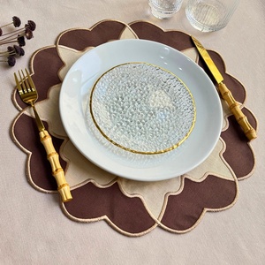 Custom Two-color Embroidered Handmade <b>Cloth</b> Pure Cotton <b>Linen</b> Napkins and Placamat Set 100% <b>Linen</b> Embroidered Monogram - Product Image 2