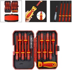 ชุดไขควงฉนวนกันความร้อนสำหรับงานอุตสาหกรรม ปลายแม่เหล็ก หัว Torx Phillips แบบแบน พร้อมกระเป๋า 13 ชิ้น สำหรับงาน DIY  OEM ปรับแต่งได้ - Product Image 4