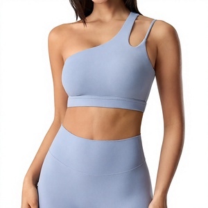 Women Asymmetric One Shoulder Sports Bra Hollow Cutout <b>Back</b> Padded Yoga Bra <b>Low</b> Support Pilates Fitness Crop <b>Top</b> Wholesale - Product Image 1