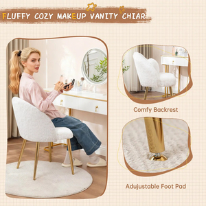 Silla de tocador blanca glamurosa al por mayor JIAMEIJIA con estructura metálica - Silla de tocador personalizada OEM ODM - Product Image 3
