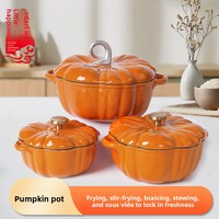 Marmite à soupe en fonte émaillée en forme de citrouille, multifonction, design de luxe léger, compatible induction, universelle