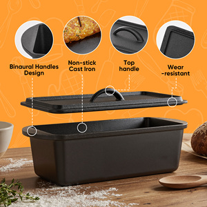 Cast Iron Loaf Pan with Lid 7-Piece DIY Eco-Friendly Reusable Bread Baking <b>Set</b> with Binaural Handles and Baking Tools - Product Image 3