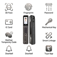 Cerradura Inteligente Tuya con Reconocimiento Facial 3D, WiFi, 9 en 1, Biométrica, Huella Dactilar, Timbre, Aleación de Aluminio, Control por Aplicación, Seguridad en la Nube