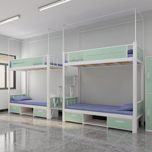 Четырехкомнатная кровать с металлическим каркасом, нижний стол для студентов колледжа, общежитие, верхние нижние двухъярусные кровати, конструкция приподнятой кровати - Product Image 3