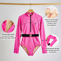 Maillot de bain gainant taille haute à manches longues pour femme, idéal pour le surf et les sports nautiques