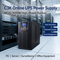 C3K 온라인 UPS 3KVA 3000W 순수 정현파 무정전 전원 공급 장치 0ms 전환 기능 포함 서버 PC 사무실 네트워크용