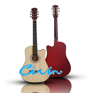 Guitar Acoustic giá sỉ, chất lượng tốt, in logo tùy chỉnh, mặt đàn gỗ basswood 38 inch, màu xanh tự nhiên, bề mặt mờ, kiểu cutaway - Product Image 1