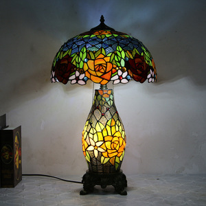 Lámpara de Noche LED de Resina Personalizada APCITL, 16 Pulgadas, Estilo Hojas Verdes, Pantalla de Vidrio Teñido, Lámpara de Mesa Decorativa para Sala de Estar - Product Image 3