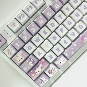 Teclas PBT con Sublimación de Calor, Diseño de Conejito, Color Rosa y Morado, Regalo para Niñas, Personalizables, Juego de Teclas Moradas - Product Image 2
