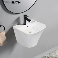 ORTONBATH lavabo semi-piédestal évier de salle de bain demi piédestal lavabo suspendu ensemble de toilette salle de bain lavabo en céramique