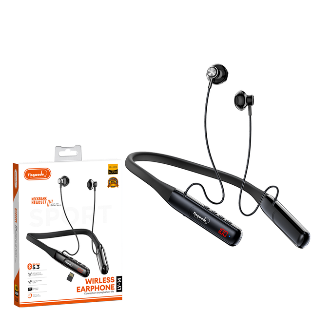 New Anti Drop Design In-Ear Wireless Earphone Player Neckband Sports Digital Display Battery Waterproof Headset