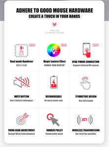 저렴한 가격의 컴퓨터 액세서리 사무실 비즈니스 마우스 음소거 사일런트 듀얼 모드 광 무선 마우스 발광 RGB 게임용 마우스 - Product Image 3