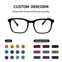 Monturas de Gafas Ópticas Unisex Vintage Cuadradas de Acetato, Lentes de PC Ligeras Personalizadas, Montura Completa para Uso Diario