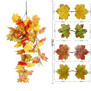 Hojas de Arce Artificiales, Ramo de Hojas de Otoño Artificiales, Decoraciones para Mesa de Jardín para Halloween, Acción de Gracias y Fiestas, Hoja de Arce Otoñal - Product Image 5