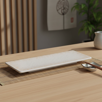 Nouvelle assiette rectangulaire plate en mélamine imprimée de 13,9 pouces pour servir la viande rôtie