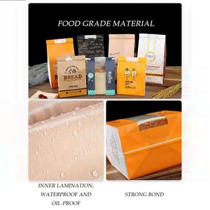 Biodegradable Kraft Packaging Clear Grease Proof Food Grade <b>Packing</b> Greaseproof Paper Bread Bag With Window - Product Image 3