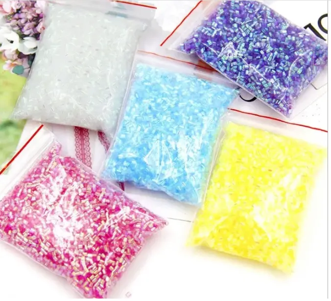 Bingsu Beads 500G Persediaan Lendir 2-3mm Warna Campuran Tabung Plastik Lembut DIY Sprinkles Kit untuk Fluffy Clear Crunchy Slime Clay