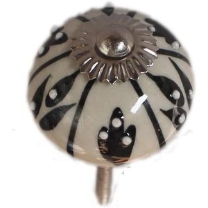 PARIJAT Handicrafts 10-Piece Set Hand Painted Black White Dotted Ceramic Door <b>Knobs</b> Drawer Pulls for <b>Furniture</b> <b>Handles</b> <b>Knobs</b> - Product Image 5