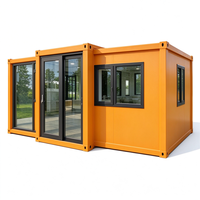 Maison conteneur extensible à double aile de 40 pieds, personnalisée en usine, villa préfabriquée avec cuisine complète et salle de bain pour résidence familiale