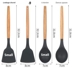 Juego de 12 Utensilios de Cocina de Silicona Ecológicos con Mangos de Madera, Libres de BPA, Aptos para Lavavajillas, Microondas y Horno - Product Image 2