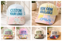 Gorra de Béisbol con Logotipo Personalizado, Franja Roja y Blanca, Corona con Puntos Azules, Bordado, OEM, ODM, Gorra de Algodón al por Mayor, Gorra Trucker