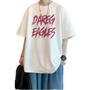 Camiseta de Manga Corta para Hombre, Estilo Urbano, Algodón Puro, Corte Regular, Diseño con Letras, Transpirable, para Verano - Product Image 1