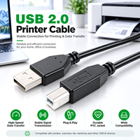 Câble d'extension d'imprimante de 1,5 m, USB 2.0, mâle A vers mâle B, câble de connexion pour ordinateur, PC, ordinateur portable