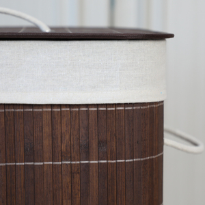 72L Brown Eco-friendly Rectangle Folding Bamboo Dirty Clothes Laundry Basket <strong>Storage</strong> <strong>Hamper</strong> with Handle and Lid - Product Image 5
