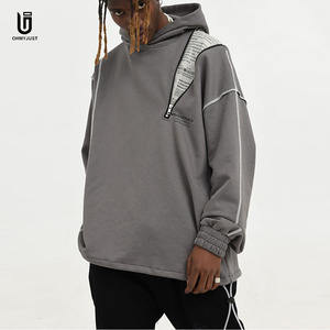 Personalizado cremallera diseñador Oversize gris 100% Terry francés cordón pulóver Hip Hop hombres sudaderas con capucha <span class=keywords><strong>sin</strong></span> costilla - Product Image 2