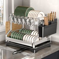 Égouttoir à vaisselle double niveau en métal sur pied pour cuisine, conception non pliable, tailles personnalisables, design flexible