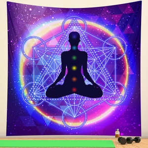 Bouddha indien méditation chakra tapisserie décoration murale Mandala tapisserie sorcellerie bohème Hippie décoration de la maison tapis de yoga - Product Image 3