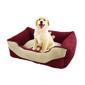 Mittelgroßes Luxus-Rechteck-Haustier bett Wildleder-Plüsch kissen mit massivem wärmendem Samt-Leinen-Modestil Katzen-und Hunde karton bett - Product Image 1