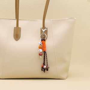 Wholesale Sport Theme Keychain Braided Rope with Football Basketball Wooden Beads <b>Key</b> <b>Rings</b> for <b>Bags</b> - Product Image 1