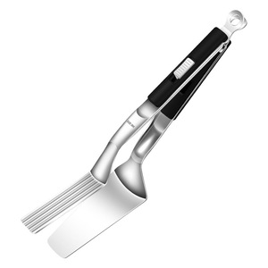 AkL 304 Stainless Steel Barbecue Tongs With <b>Hook</b> Design For Outdoor Grilling And Kitchen Use - Product Image 2