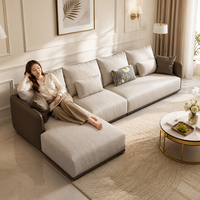 YUANCHANG Modernes L-förmiges Ecksofa-Set Lederpolsterung Hochdichter Schaumstoff für Villa Wohnzimmer Heim-Möbel