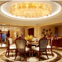 Lustre de plafond rond en cristal K9 de luxe européen en acier inoxydable doré, décor fantaisie, pour salon, bureau à domicile