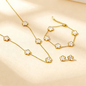 Collier pendentif trèfle à cinq feuilles romantique Rz, <span class=keywords><strong>bijoux</strong></span> en acier inoxydable, <span class=keywords><strong>cadeau</strong></span> pour <span class=keywords><strong>femme</strong></span> - Product Image 1