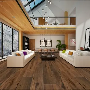 Kontemporer 100% tahan air serat kayu SPC vinil lantai LVT PVC lantai dengan lapisan aus untuk penggunaan apartemen