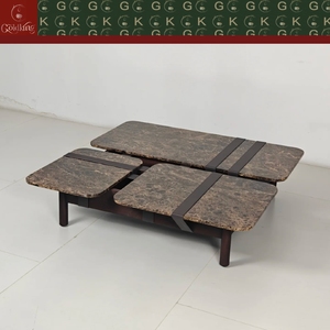 Table basse modulaire contemporaine GOLDKING en marbre brun veiné, design modulaire emboîtable, fabrication artisanale, OEM ODM direct - Product Image 2