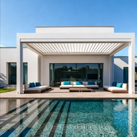 Pavillon à lames orientables en alliage d'aluminium étanche pour piscine de luxe, balcon extérieur, auvent anti-pluie avec structure thermolaquée