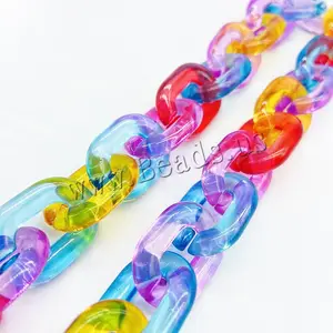 acrylic jewelry chain pc plastic with resin letter u polished diy multi-colored 500g/bag 766607