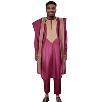 H&D PH8096 Ensemble de 3 pièces pour hommes africains traditionnels, de haute qualité, nouvelle mode, broderie Boubou Dashiki