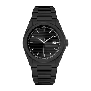 ساعة سوداء من الصلب الذي لا يصدأ عالية الجودة بشعار ماركة تصنيع المعدات الأصلية صناعة خاصة للرجال