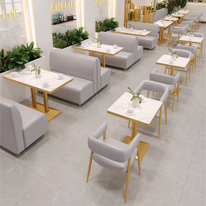 Ensemble de table et de chaises de restaurant en bois, mousse haute densité, durable, <span class=keywords><strong>rose</strong></span>, pour boutique de gâteaux, mobilier commercial, table à manger, stand, lait, bubble tea - Product Image 3